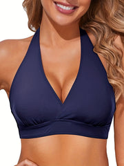Deep V Neck Halter Bikini Top Backless Swimsuit