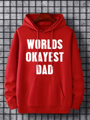 World's Okayest Dad Print Hoodie Casual Sweatshirt