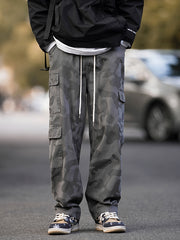 Men Camo Cotton Cargo Pants Retro Loose Trousers