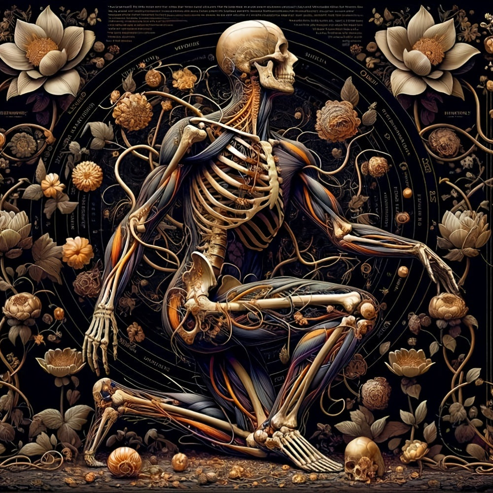 Deluxe Anatomy Floral Coloring Book 24 Pages 20x20 Intricate Flower and Skeleton
