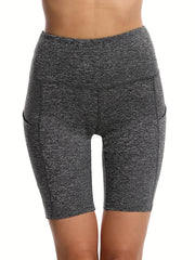 High Stretch Yoga Shorts With Pocket Slimming Biker Shorts