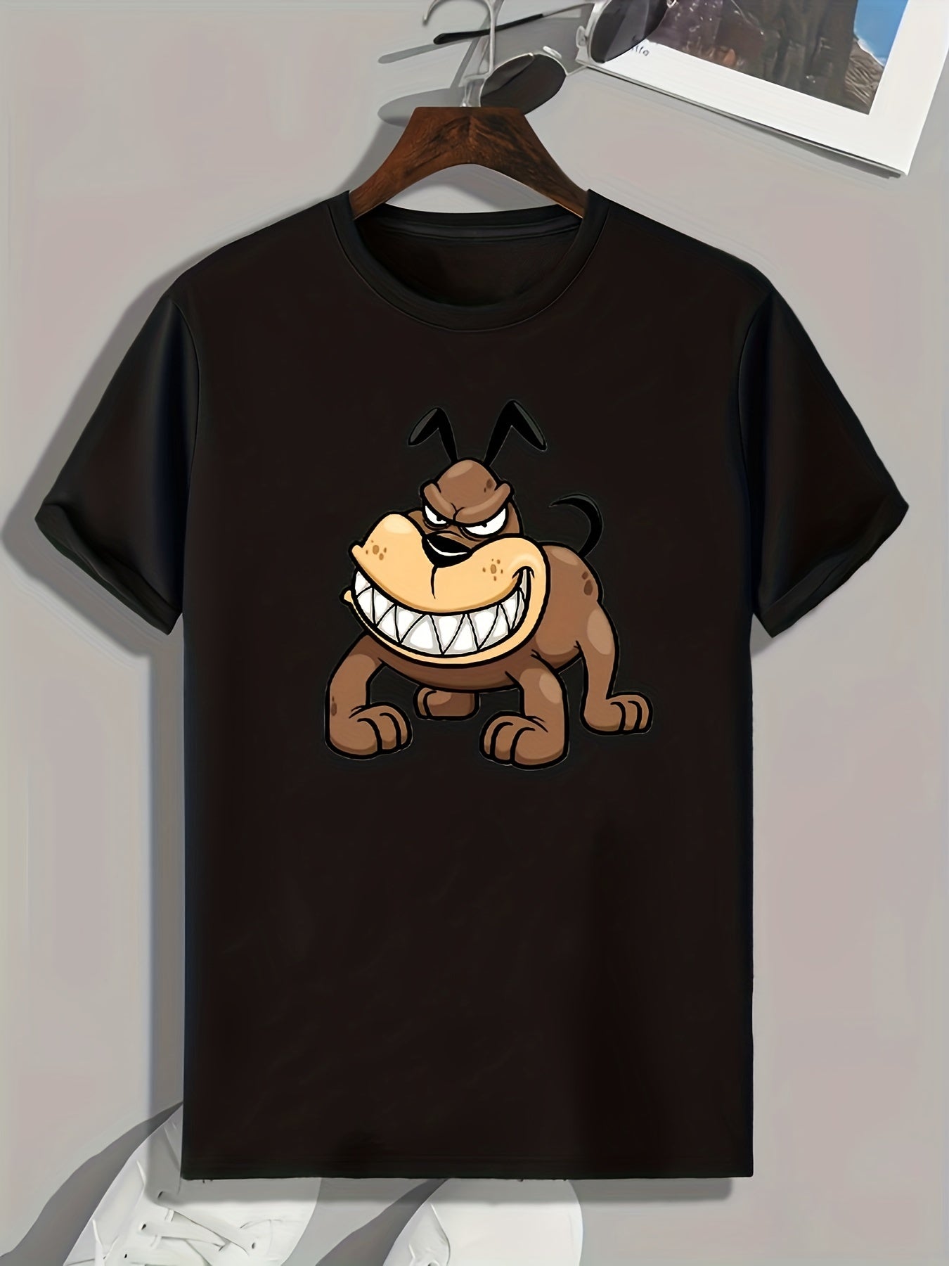 Angry Cartoon Print Men's Graphic T shirt for Summer