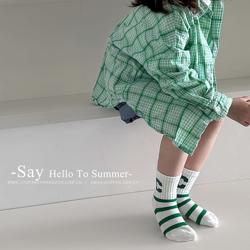 5 Pairs Letter Printed Sport Mesh Socks for Girls
