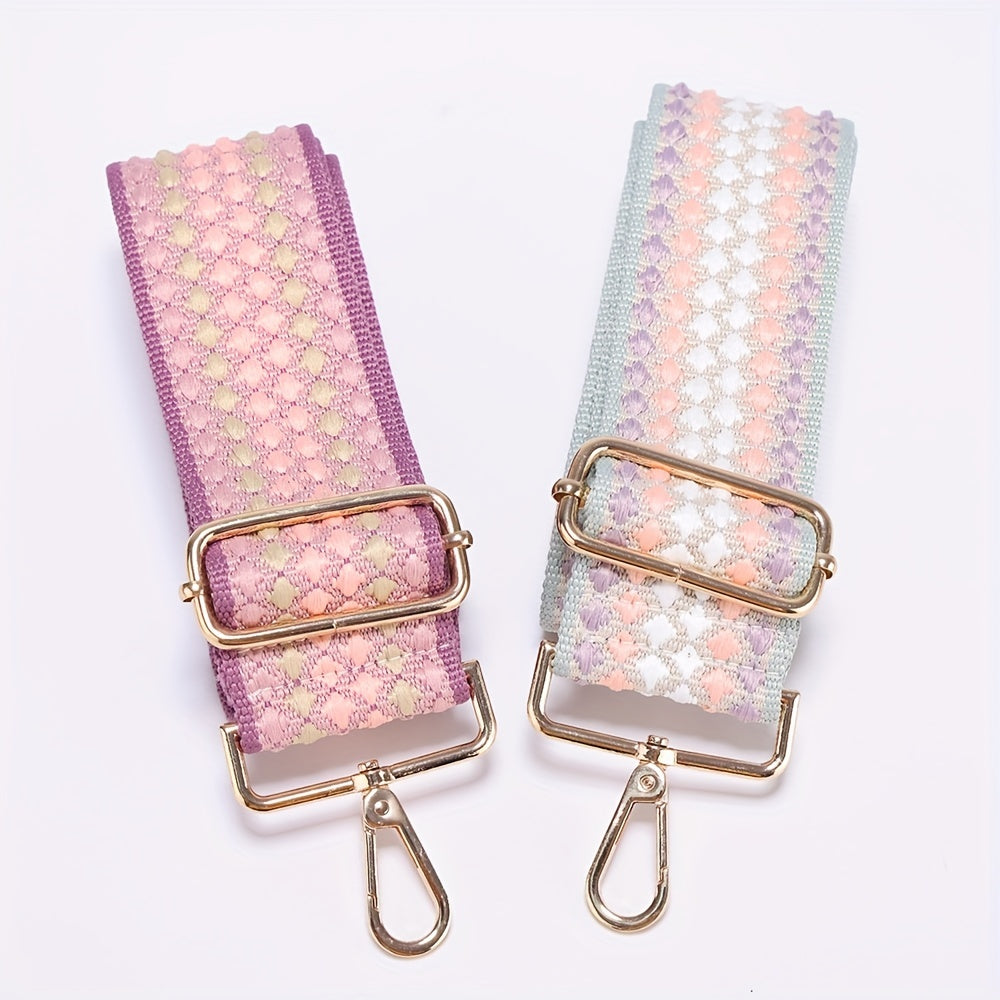 Colorblock Pattern Bag Strap Lightweight Adjustable Travel Accessories
