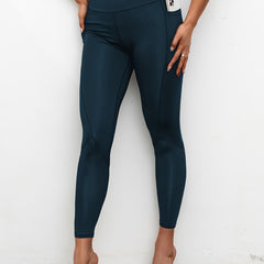 High Waisted Workout Leggings Solid Color Yoga Gym Tight Pants with Pocket