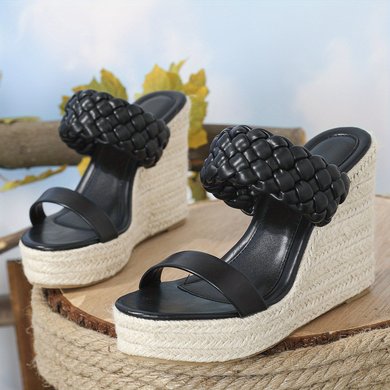 Women's Braided Strap Wedge Sandals