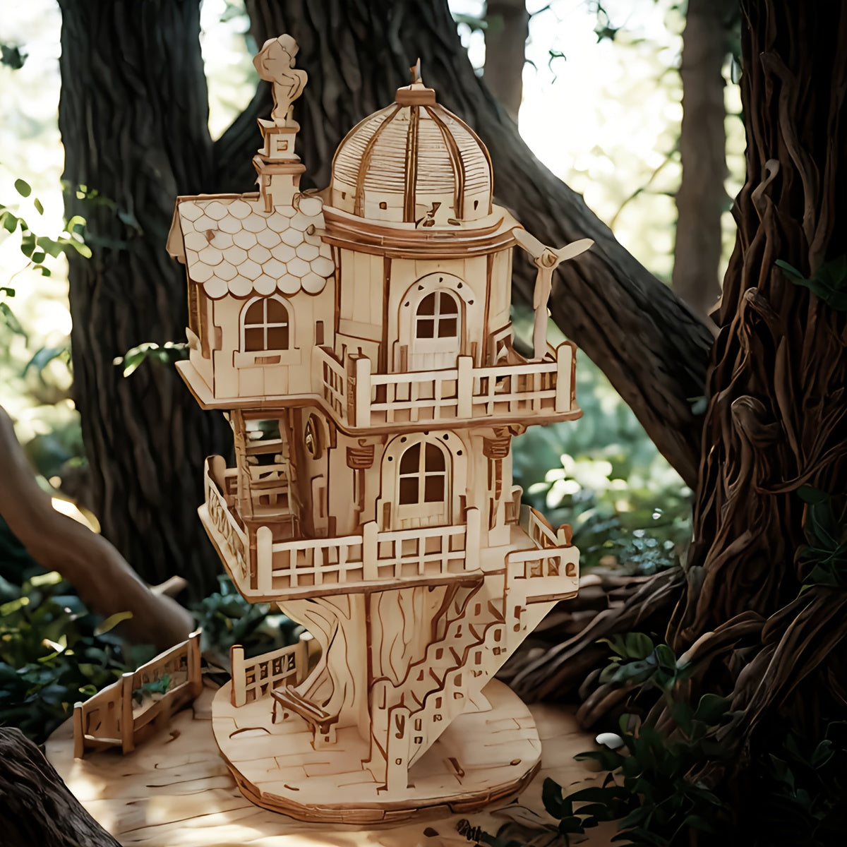 3D Wooden Treehouse Puzzle Model DIY Assembly Gift