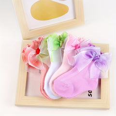 Girls Colorful Bow Short Crew Socks for Kids