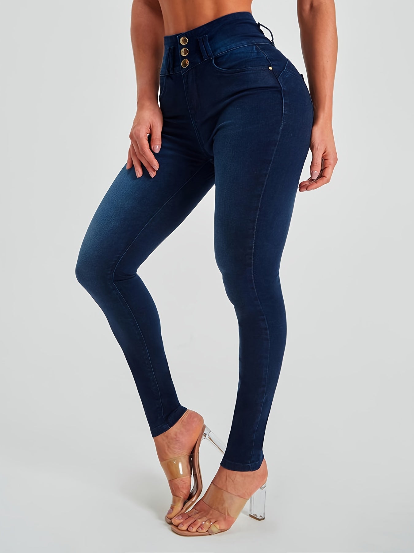 Stretchy High Rise Skinny Jeans Slim Fit Curve Sculpting High Waist Jean Pants