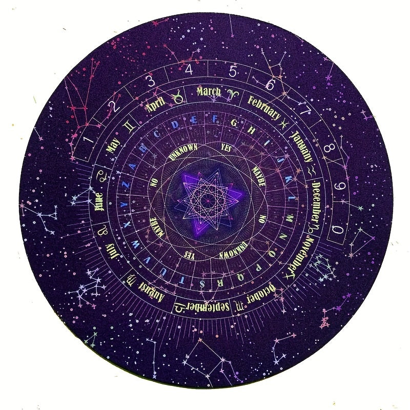 Rubber Mat with Divination & Zodiac Designs: Pendulum & Stone Protection
