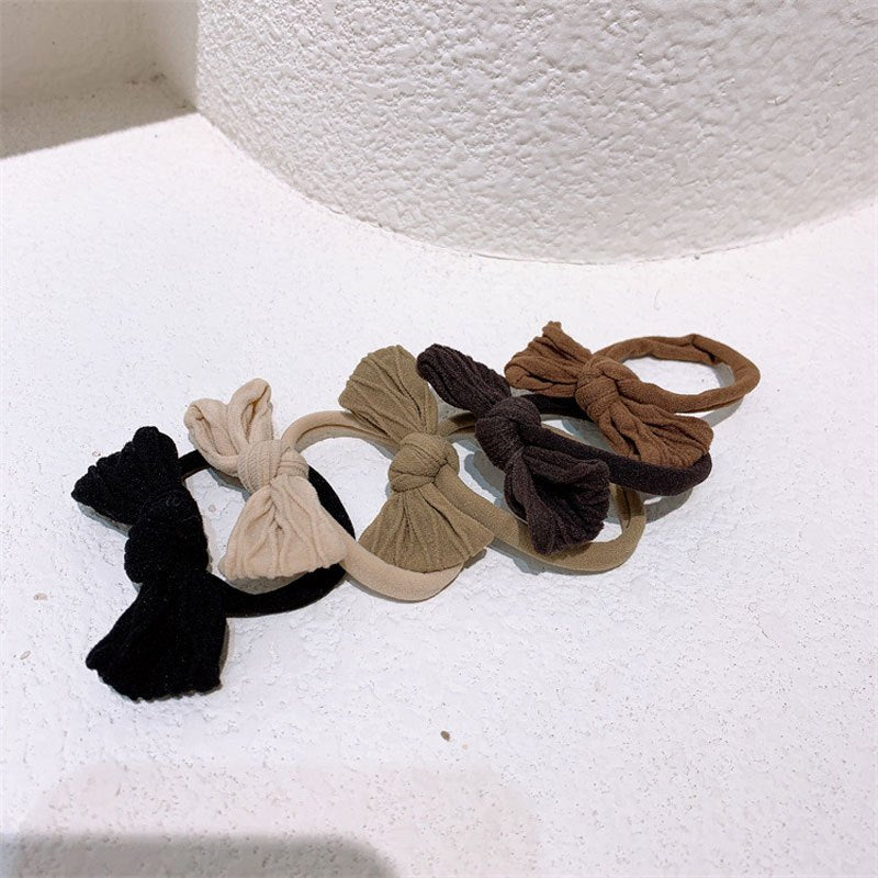 5pcs Colorful Elastic Bow Hair Ties for Girls