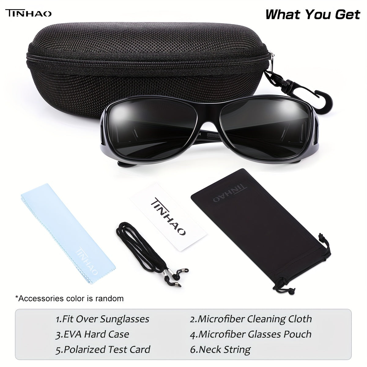TINHAO Fit Over Glasses Polarized Sunglasses With Hard Shell Case