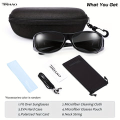 TINHAO Fit Over Glasses Polarized Sunglasses With Hard Shell Case