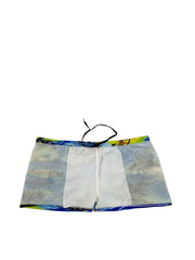 Men's Palm Tree Print Casual Beach Shorts Elastic Waist