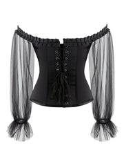 Off Shoulder Mesh Sleeve Overbust Corset Gothic Lace Bustier