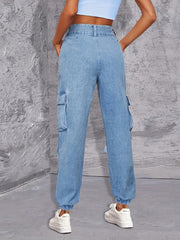 Cargo Pockets Ripped Denim Pants, Y2K & Kpop Style