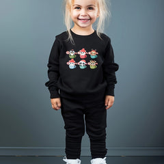 Girls Cartoon Animal Pattern Sweatshirt & Solid Sweatpants Set