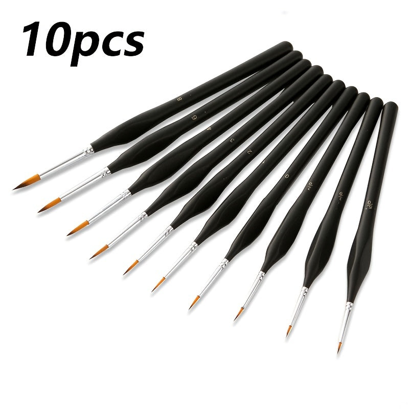 10pcs Triangle Rod Hook Line Pen 8 Detail Brushes with Elbow Outlining Pens
