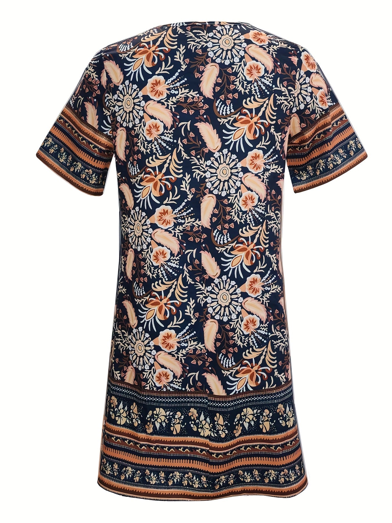 Floral Print Boho Short Sleeve Dress for Women