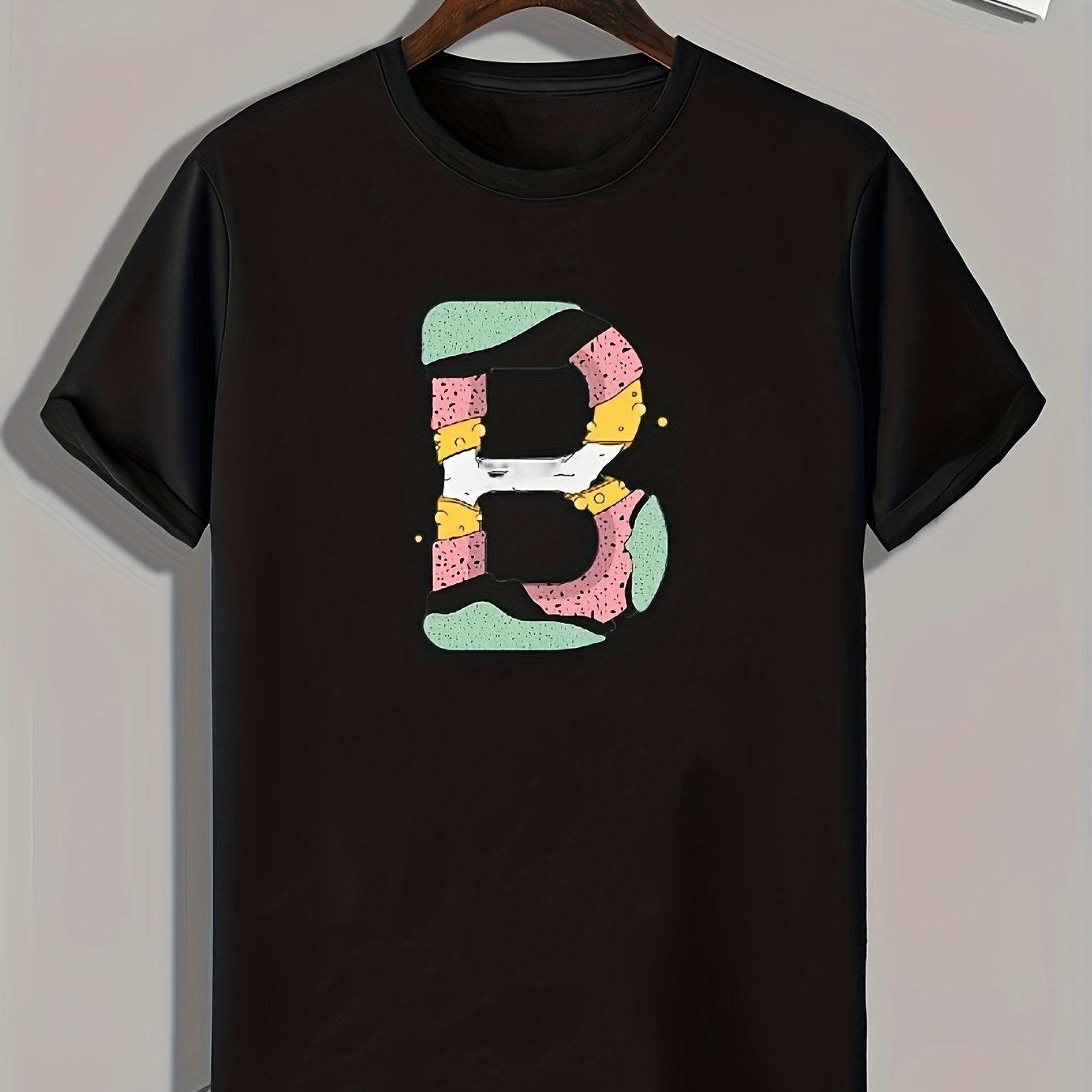 Men's B Print Graphic T shirt Casual Comfy Tee For Summer