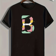 Men's B Print Graphic T shirt Casual Comfy Tee For Summer