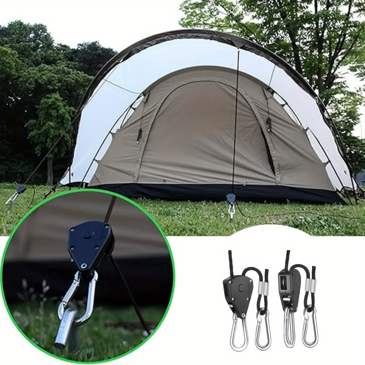 Outdoor Camping Pulley Adjuster with Tent Wind Rope