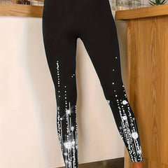 Polka Dot Print Skinny Leggings High Waist Stretchy Leggings