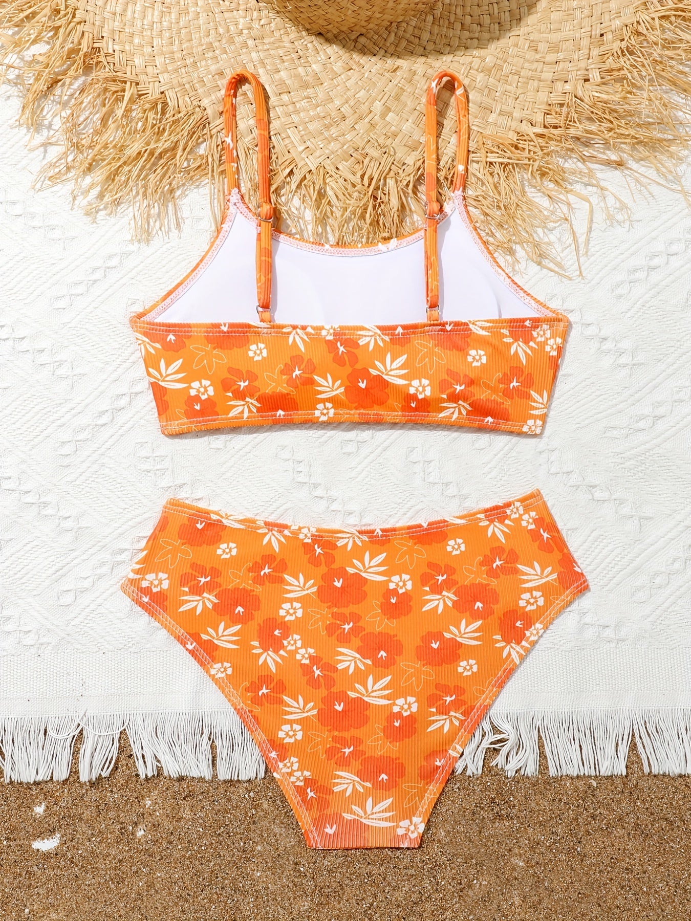 2pcs Girls Flower Top & Shorts Swimsuit Summer Clothes