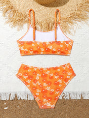 2pcs Girls Flower Top & Shorts Swimsuit Summer Clothes