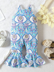 Toddler Girls Elephant Graphic Cami Rompers Flare Leg Pants Jumpsuit
