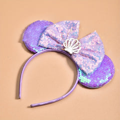 Cartoon Sequin Bow Mouse Ear Crown Headband for Girls