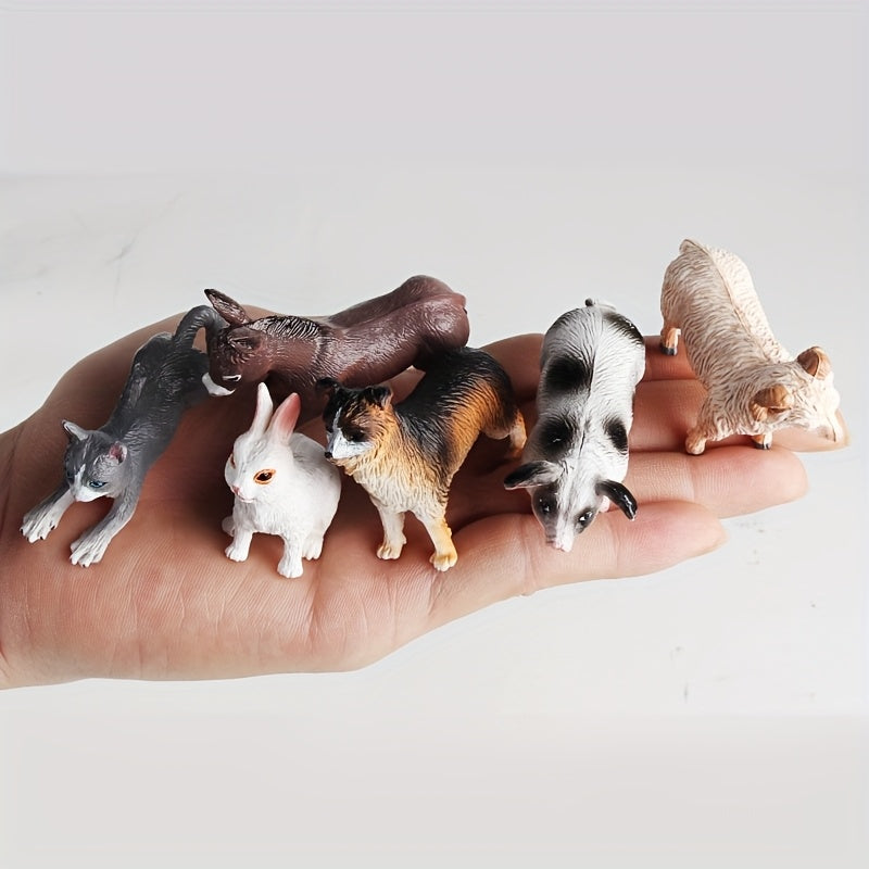 Realistic Farm Animal Set - 12pcs PVC Model Pigs Turkeys Sheep Rabbits