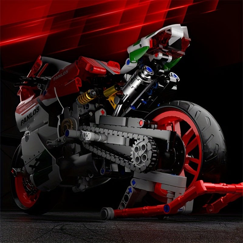 803pcs Red Racing Car Assembled With Mechanical Parts Collection Gift
