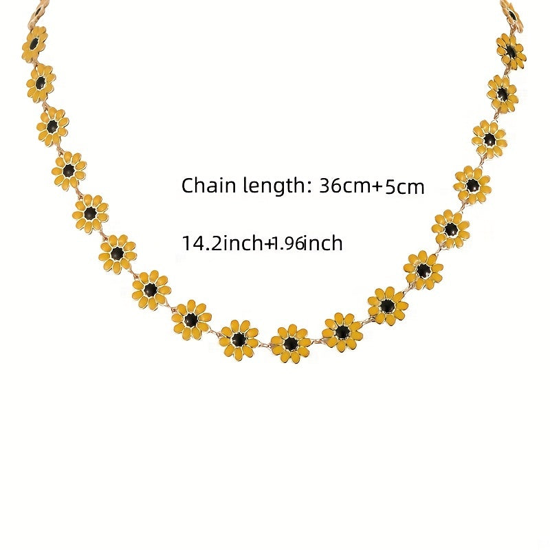 Bohemian Daisy Necklace and Bracelet Set