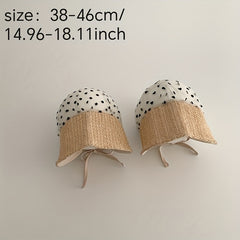 Baby Lace Sunshade Straw Hat for Spring Summer Travel Seaside