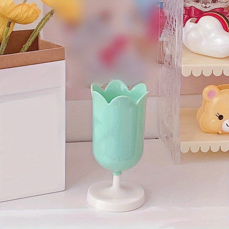 Romantic Flower Petal Pen Holder Tulip Makeup Brush Desktop Storage