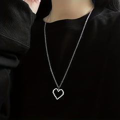 Creative Mosaic Heart Hollow Pixel Heart Pendant Necklace