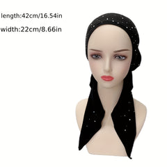 Rhinestone Decor Head Wraps Turban Bonnet Hijab Hat Skull Cap