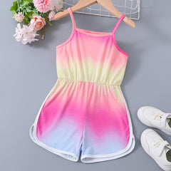 Girls Gradient Block Cami Rompers Jumpsuits