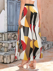 Geo Pattern Wide Leg Pants High Waist Random Print Casual Pants Women's Clothing