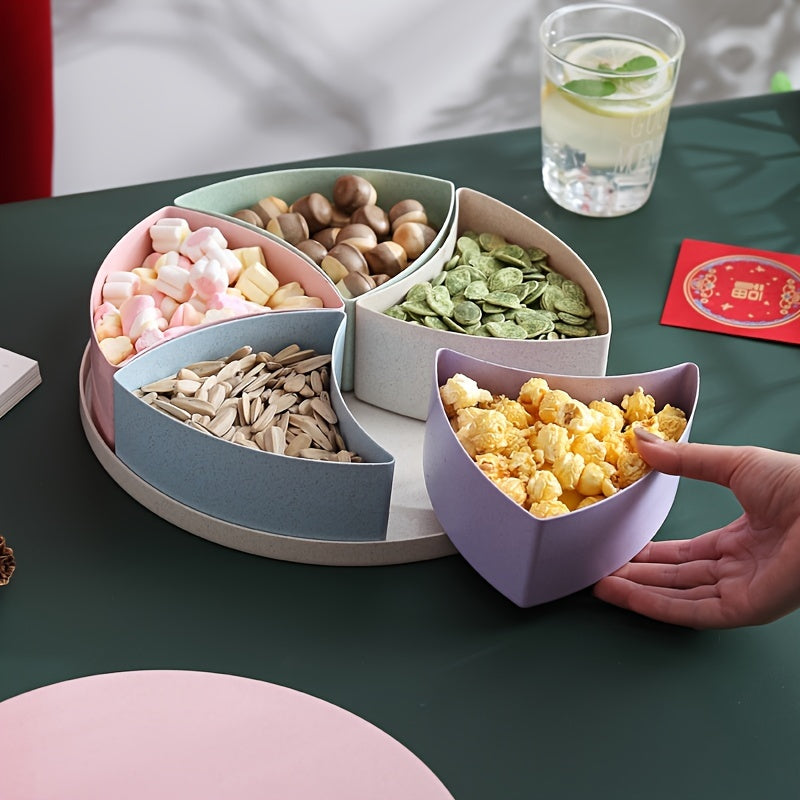Straw Dried Fruit Tray Candy Box with Lid Snack Tray Desk Organizer