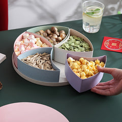 Straw Dried Fruit Tray Candy Box with Lid Snack Tray Desk Organizer