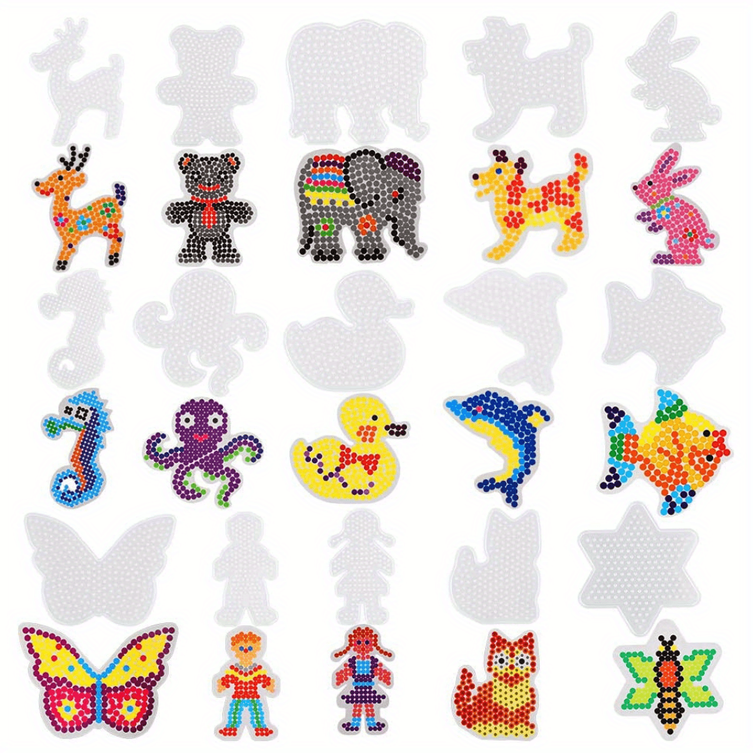 15pcs Animal Series Fuse Beads Boards with Colorful Cards, DIY Crafts