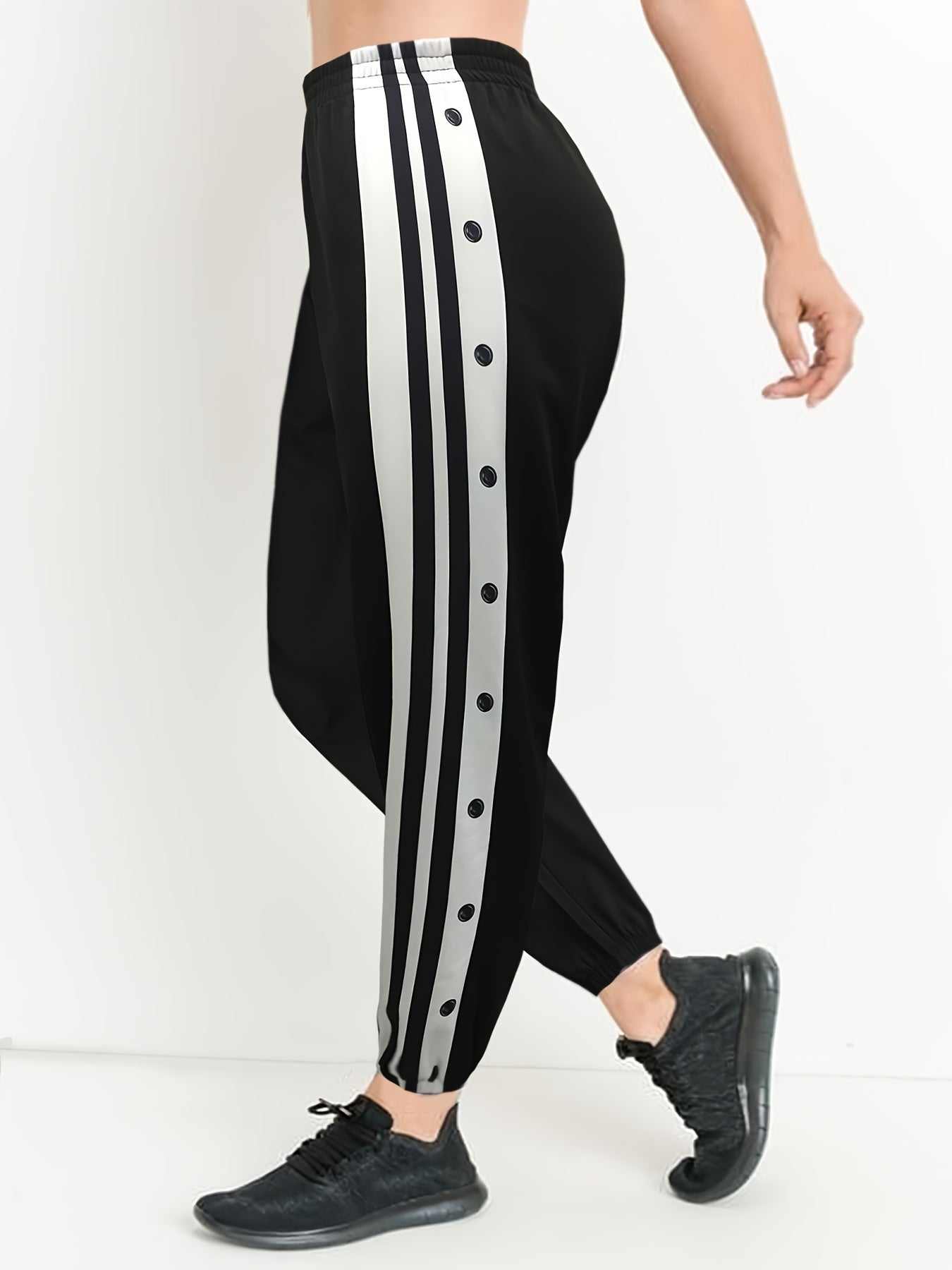 Women's Plus Side Striped Elastic Waist Stretch Joggers