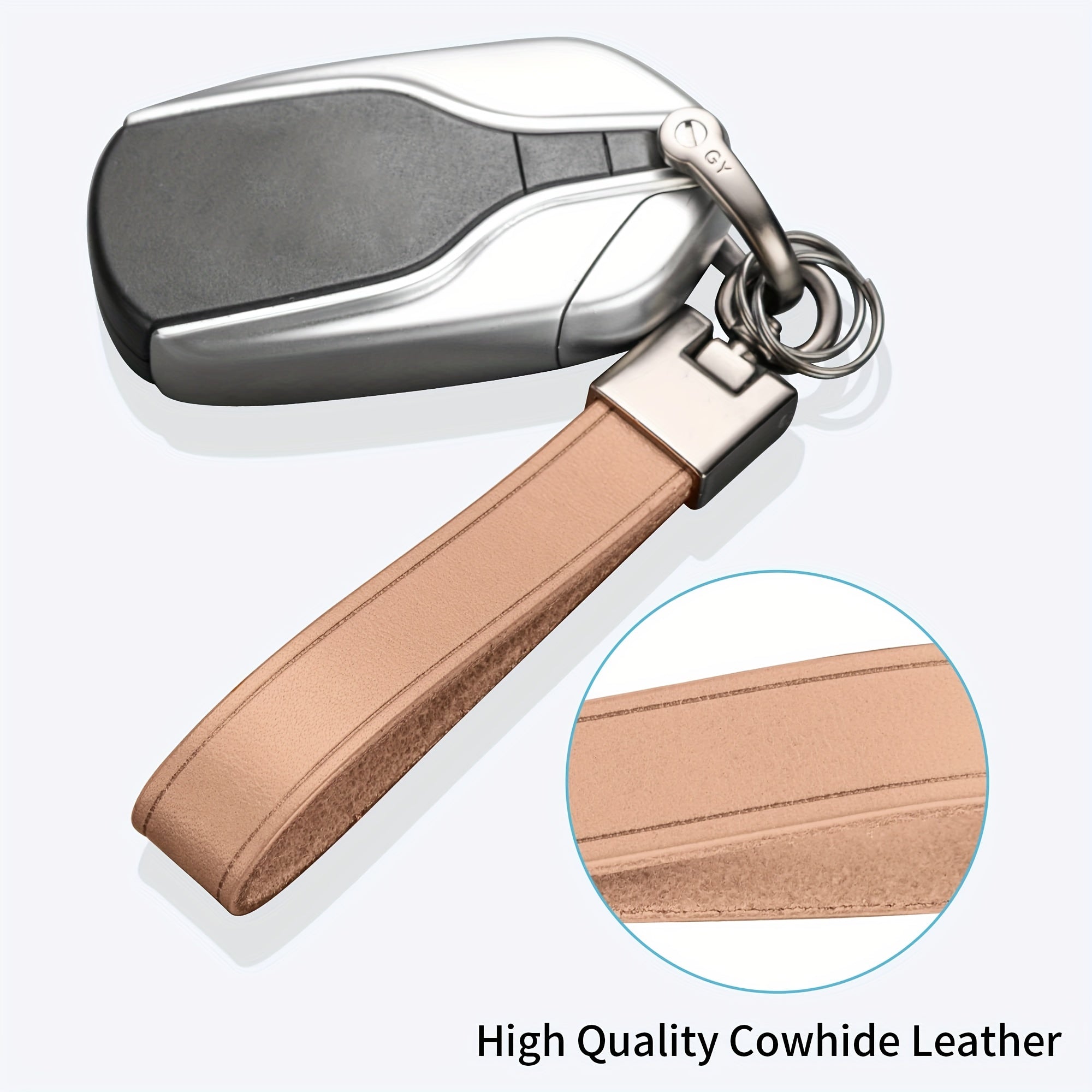 Leather Key Chain Car Keychains Anti Lost D Ring 2 Keyrings 1 Screwdriver