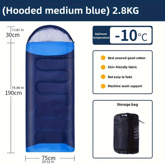 Winter Warm Envelope Sleeping Bag With Cap for Camping