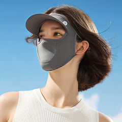 Breathable UV Face Covering With Brim Women Summer Mesh Mask Eye Protection