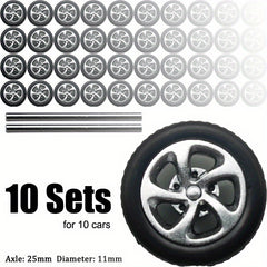 Kickcar 1/64 ABS Wheels & Rubber Tires 10 Sets
