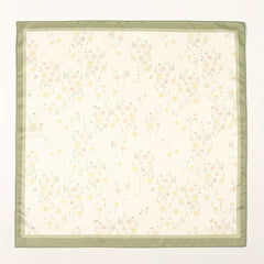 Yellow Floral Print Neckerchief Classic Square Scarf Satin Bandana