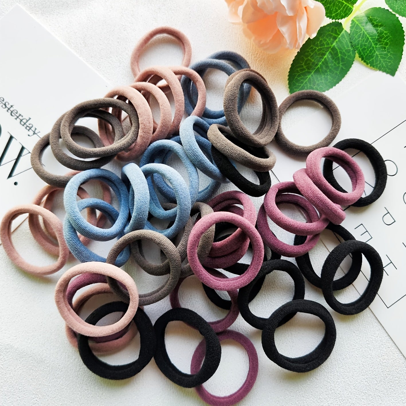 50pcs Elastic Hair Ties for Girls Seamless Stretchy Hair Band for Kids